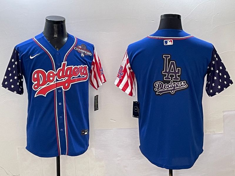 Men Los Angeles Dodgers Blank Blue a generation of national flags Joint name 2025 Nike MLB Jersey style 19